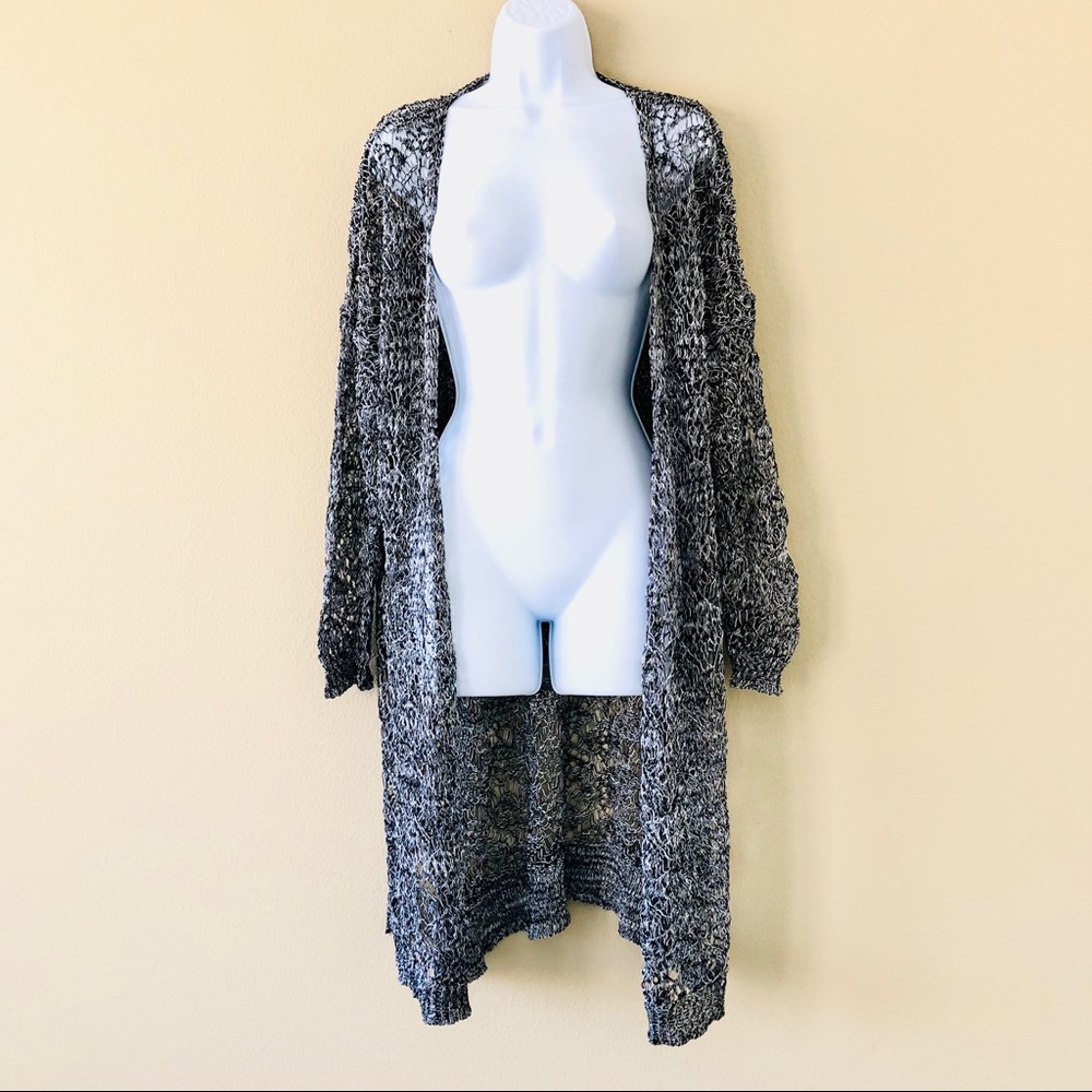 MUSHROOM⚡️Open-Knit Grey Longline Cardigan_OS